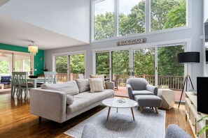 Comfortable seating and access to the back deck 