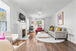Living room with large smart TV