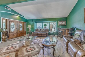 Living Room | Single-Story House | In-Unit Laundry | 3 Mi to Alto Lake