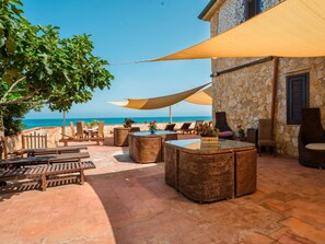 Property, Sky, Furniture, Table, Shade, Lighting, Outdoor Furniture, Wood, Architecture, Outdoor Table
