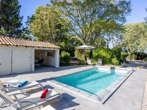 Water, Plant, Property, Swimming Pool, Building, Azure, Tree, Shade, Chair, Sky