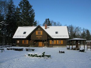 Sky, Snow, Window, Building, Tree, House, Natural Landscape, Freezing, Wood, Cottage
