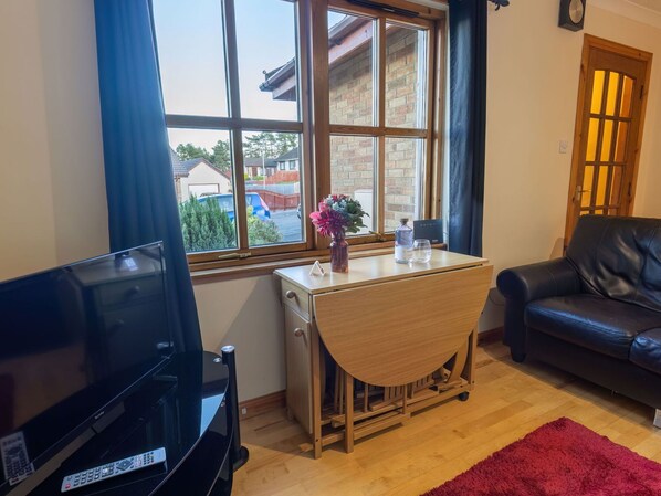 Furniture, Table, Window, Couch, Azure, Plant, Building, Wood, Television, Houseplant