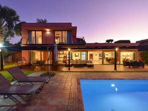 Sky, Property, Furniture, Table, Building, Water, Chair, Wood, Shade, Interior Design