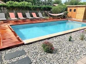 Water, Plant, Property, Swimming Pool, Rectangle, Building, Shade, Composite Material, Grass, Real Estate