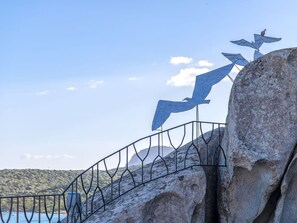 Sky, Cloud, Slope, Bedrock, Landscape, Rock, Fence, Pole, Stairs, Cumulus
