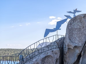 Sky, Cloud, Slope, Bedrock, Landscape, Rock, Fence, Pole, Stairs, Cumulus
