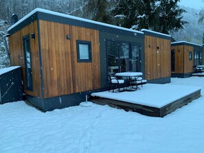 Schnee, Gebäude, Haus, Baum, Hütte, Holz, Fenster, Tür, Abstellgleis, Steigung