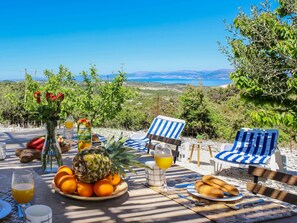 Food, Sky, Plant, Furniture, Property, Tableware, Table, Azure, Chair, Outdoor Furniture