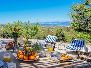 Food, Sky, Plant, Furniture, Property, Tableware, Table, Azure, Chair, Outdoor Furniture