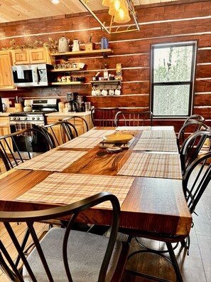 Custom Brazilian chestnut dining room, table seats 10