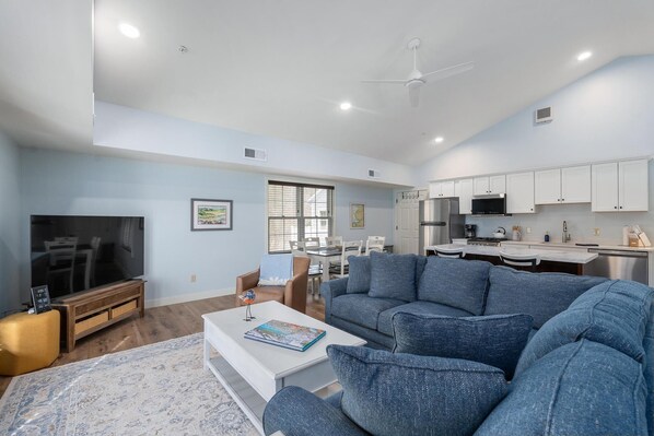 Living Area with Large Section and TV