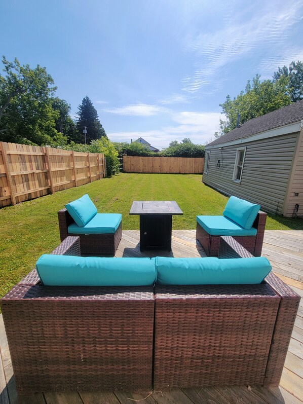 Fully fenced in beautiful large backyard