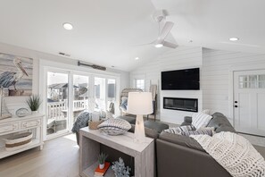 Stylish Open-Concept Living Room with Natural Light