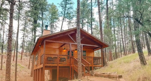 Escape to the Hidden Retreat, nestled in a serene forest of the Ruidoso mountains, just minutes from Midtown. Enjoy a cozy fireplace and the perfect blend of nature and convenience.
