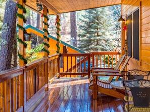 Unwind in the comfortable Adirondack chairs on the deck, where you can soak in the forest views. This spot is a perfect place to spend a quiet morning or evening time with your loved ones.