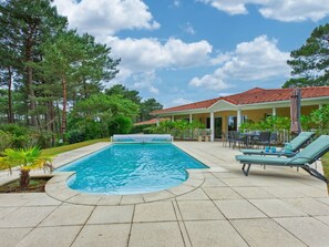 Blue, Swimming Pool, Resort, Shade, Composite Material, Outdoor Furniture, Eco Hotel, Leisure, Flagstone, Landscaping