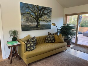 The highlight of the living room is this beautiful painting of a live oak tree.