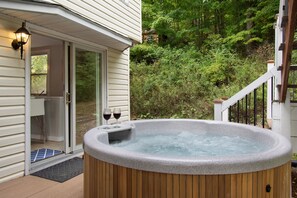 Relax your mind and muscles in the hot tub.