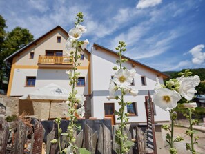 Blume, Himmel, Wolke, Pflanze, Gebäude, Fenster, Haus, Grundstueck, Wohngebiet, Ländliches Gebiet