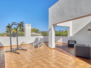 Sky, Building, Shade, Wood, Interior Design, Outdoor Furniture, Flooring, Floor, Residential Area, Real Estate