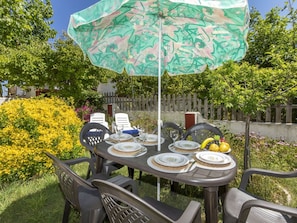 Furniture, Outdoor Furniture, Chair, Umbrella, Table, Outdoor Table, Kitchen & Dining Room Table, Shade, Garden, Patio