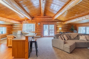 Upstairs Rich Log Interior Looking at Balcony