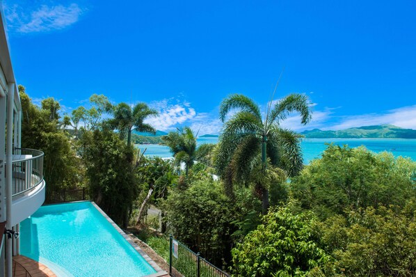 Large private swimming pool with views of Shute Harbour and Daydream Island