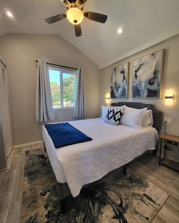 Master bedroom with Queen bed and comfortable memory foam mattress