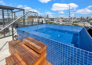 Take in the breathtaking views from the hot tub on the rooftop