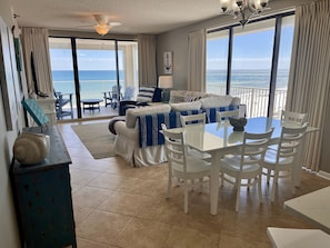 Bright & open living/dining area with amazing views!