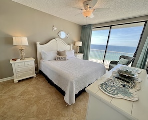 Primary King bedroom with private access to the Gulf-front balcony