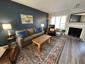 Living room with fireplace
