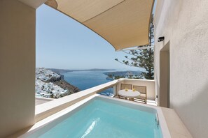 Private balcony with hot tub and sea view