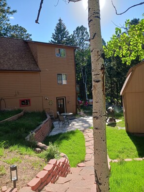 Patio entrance from upper parking pad