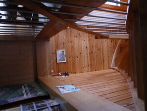 Window, Wood, Interior Design, Attic, Building, Beam, Flooring, House, Wood Stain, Floor