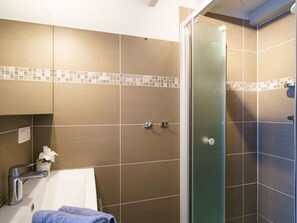 Building, Bathroom, Shower, Floor, Flooring, Shower Door, Shower Head, Plumbing Fixture, Plumbing