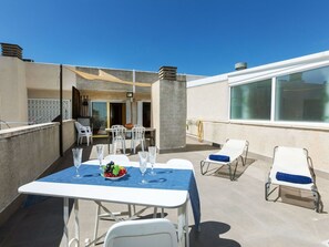 Table, Sky, Furniture, Property, Chair, Azure, Window, Shade, Interior Design, Building