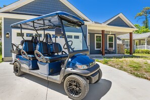 Explore with ease! Our golf cart lets you effortlessly discover the wonders of our surroundings, adding fun and convenience to your stay.