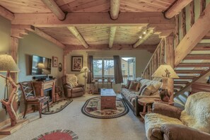 True Colorado feel in this Pine lined lliving space