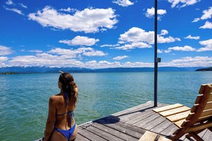 Beautiful Flathead Lake on Somers Bay on Osprey Landing dock
