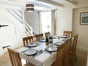 Dining area with table and chairs
