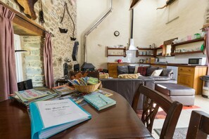 Living area with dining table and chairs