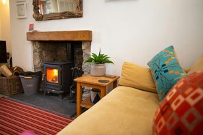 Sitting room with wood burner
