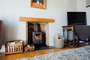 Log burner with basket of logs