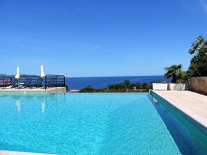 Water, Sky, Property, Plant, Swimming Pool, Building, Azure, Outdoor Furniture, Rectangle, Tree