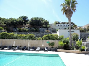 Sky, Water, Plant, Azure, Tree, Cloud, Swimming Pool, Leisure, Residential Area, Arecales