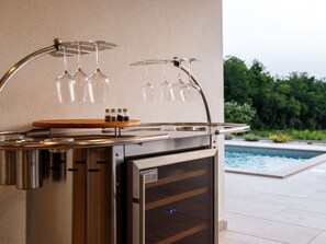 Water, Plant, Cabinetry, Table, Countertop, Rectangle, Wood, Outdoor Furniture, Tap, Floor