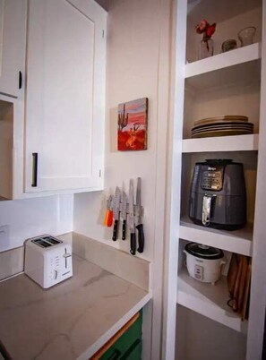 Toaster, air fryer, rice maker.