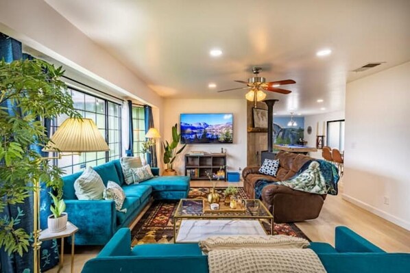 Comfortable cozy living room with beautiful views